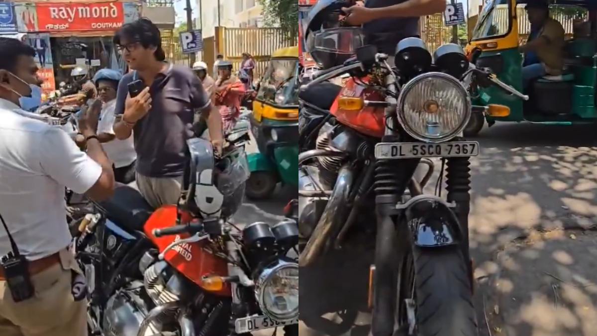 Bengaluru Traffic Jam on DVG Road: Illegal Parking of Delhi Registered Bike Sparks Action