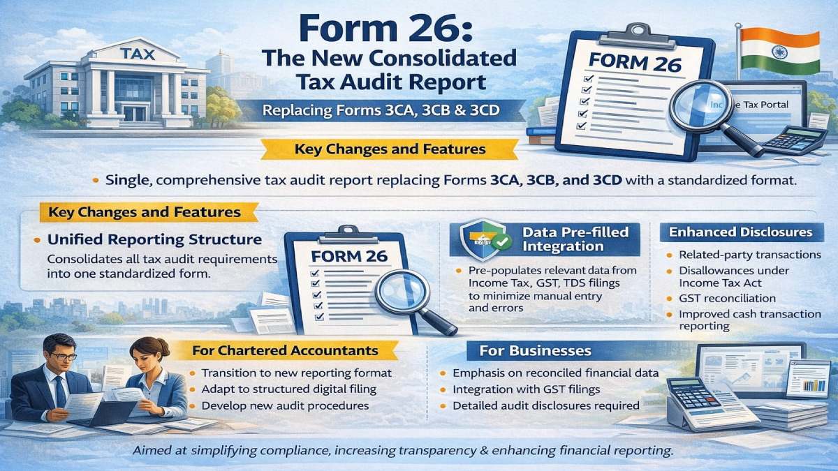 Form 26 Tax Audit Report Explained: Replacement for Forms 3CA, 3CB & 3CD in India