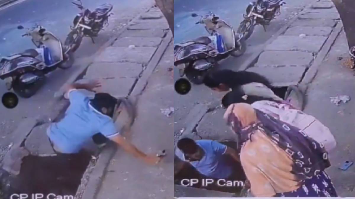 Viral CCTV Video Shows Shop Owner Falling Into Gutter, Sparks Safety Outrage in Gujarat