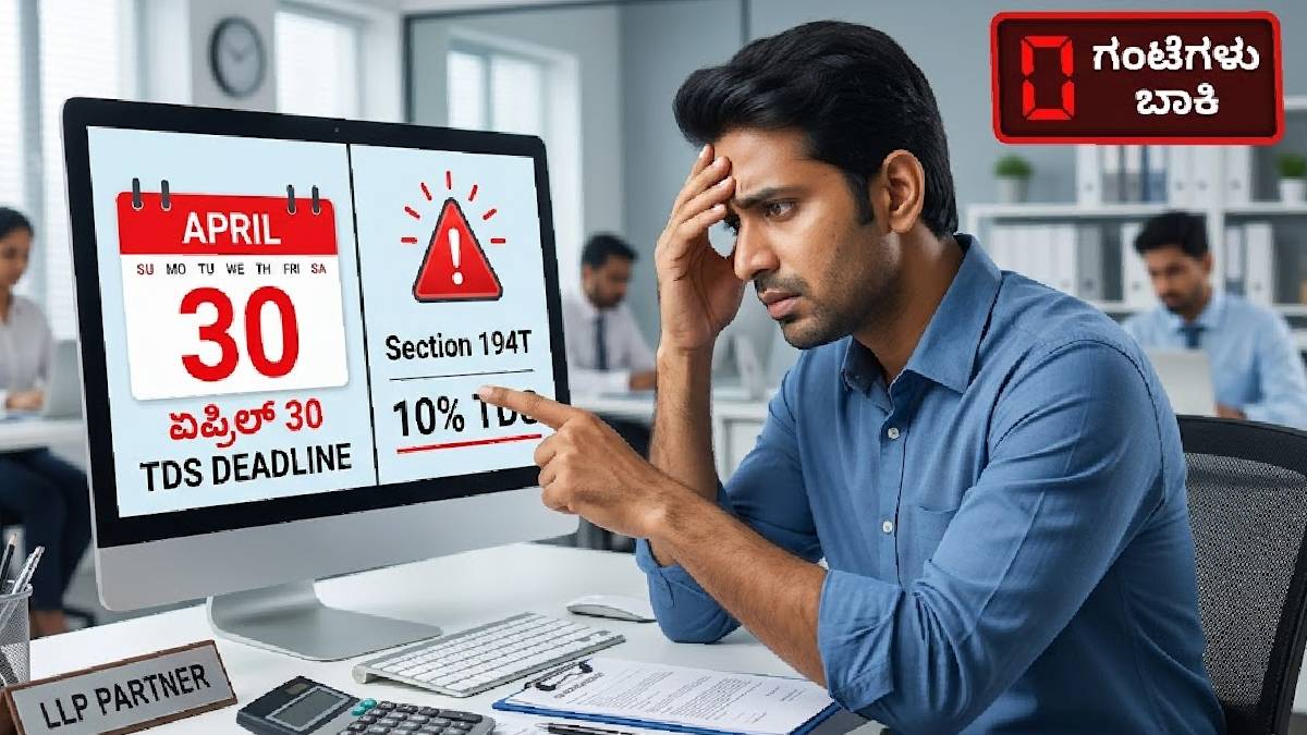 ಪಾರ್ಟ್‌ನರ್‌ಶಿಪ್ ಸಂಸ್ಥೆಗಳಿಗೆ ಇಂದು ಮಹತ್ವದ ಡೆಡ್‌ಲೈನ್ - TDS ಪಾವತಿಸಲು ಮರೆತರೆ ಬೀಳಲಿದೆ ಭಾರಿ ದಂಡ!!