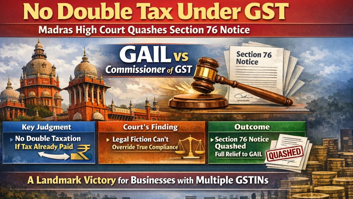 No Double Tax Under GST: Madras High Court Quashes Section 76 Notice