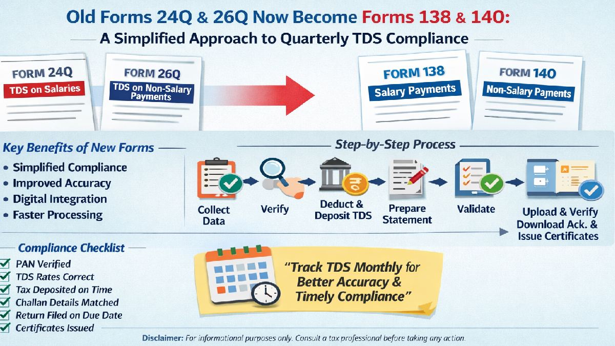 Old Forms 24Q and 26Q Now Become Forms 138 and 140: A Simplified Approach to Quarterly TDS Compliance