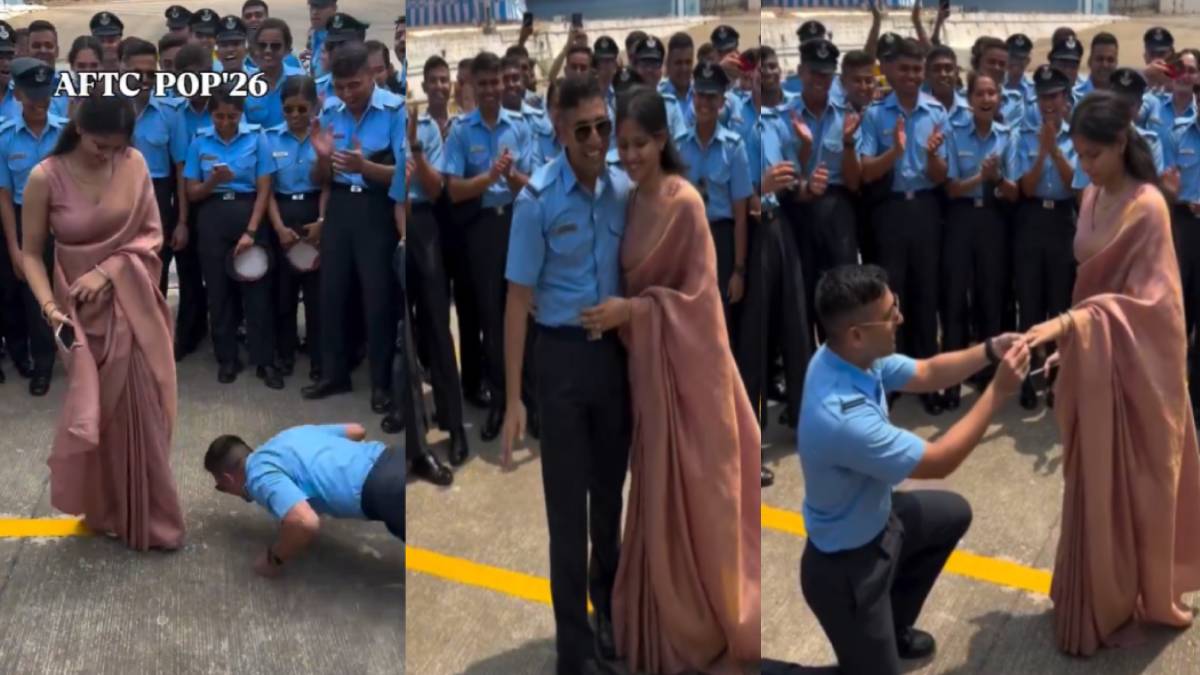 ಪರೇಡ್ ಮೈದಾನದಲ್ಲಿ ಪ್ರೇಮ ಪ್ರಪೋಸಲ್; | Photo Credit: https://x.com/immortaldharma