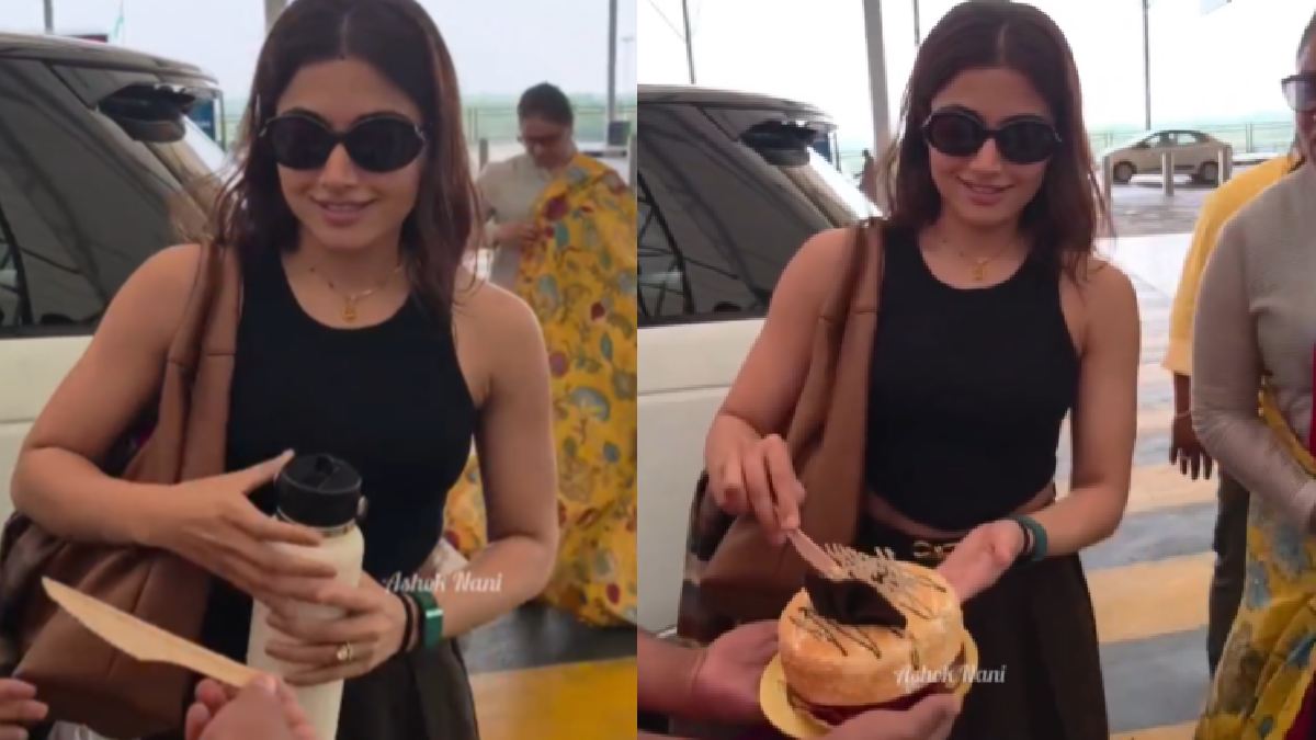 Rashmika Mandanna Celebrates 30th Birthday with Cake at Hyderabad Airport
