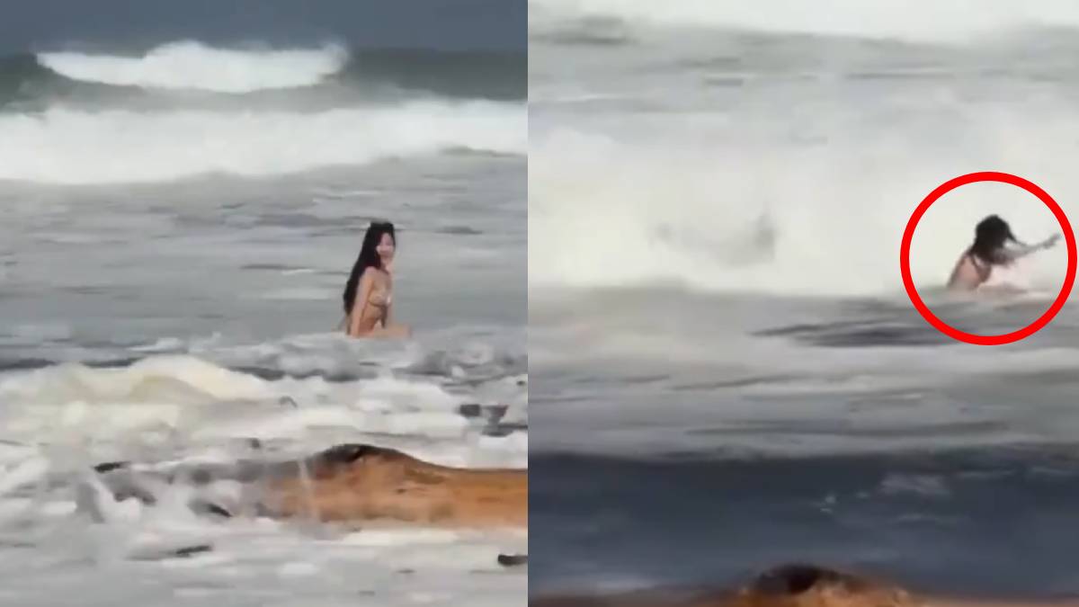 ಮೊಬೈಲ್ ಕಡೆ ನೋಡುತ್ತಾ ಯಾಮಾರಿದ ಯುವತಿ - ವಿಡಿಯೋ ರೆಕಾರ್ಡ್ ಆಗ್ತಿರುವಾಗಲೇ ಕೊಚ್ಚಿ ಹೋದ ಘಟನೆ!! ವಿಡಿಯೋ;