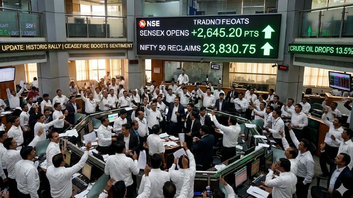 Sensex Jumps 2,500+ Points, Nifty Tops 23,800 on US-Iran Ceasefire News