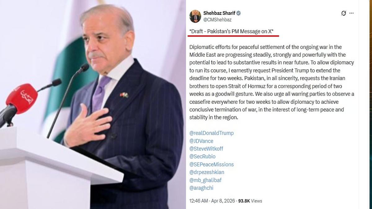 Shehbaz Sharif Trolled After 'Draft' Tag Appears in US-Iran Ceasefire Post