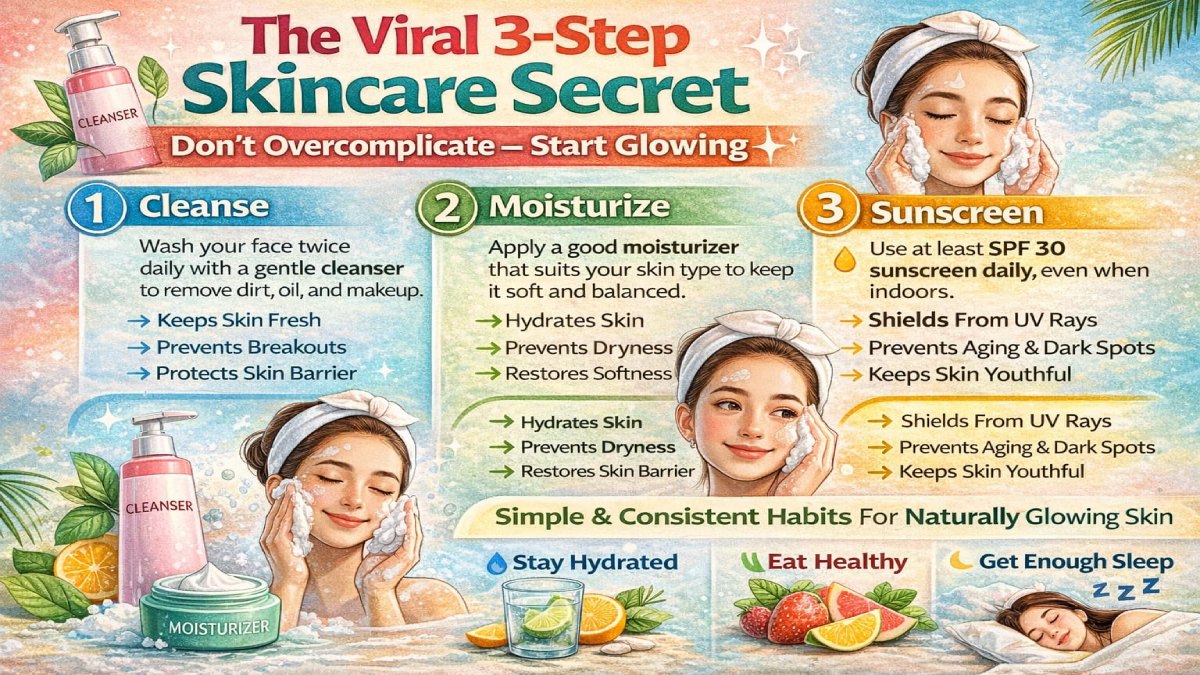 The Viral 3-Step Skincare Secret: Don’t Overcomplicate Start Glowing.  | Photo Credit: AI image