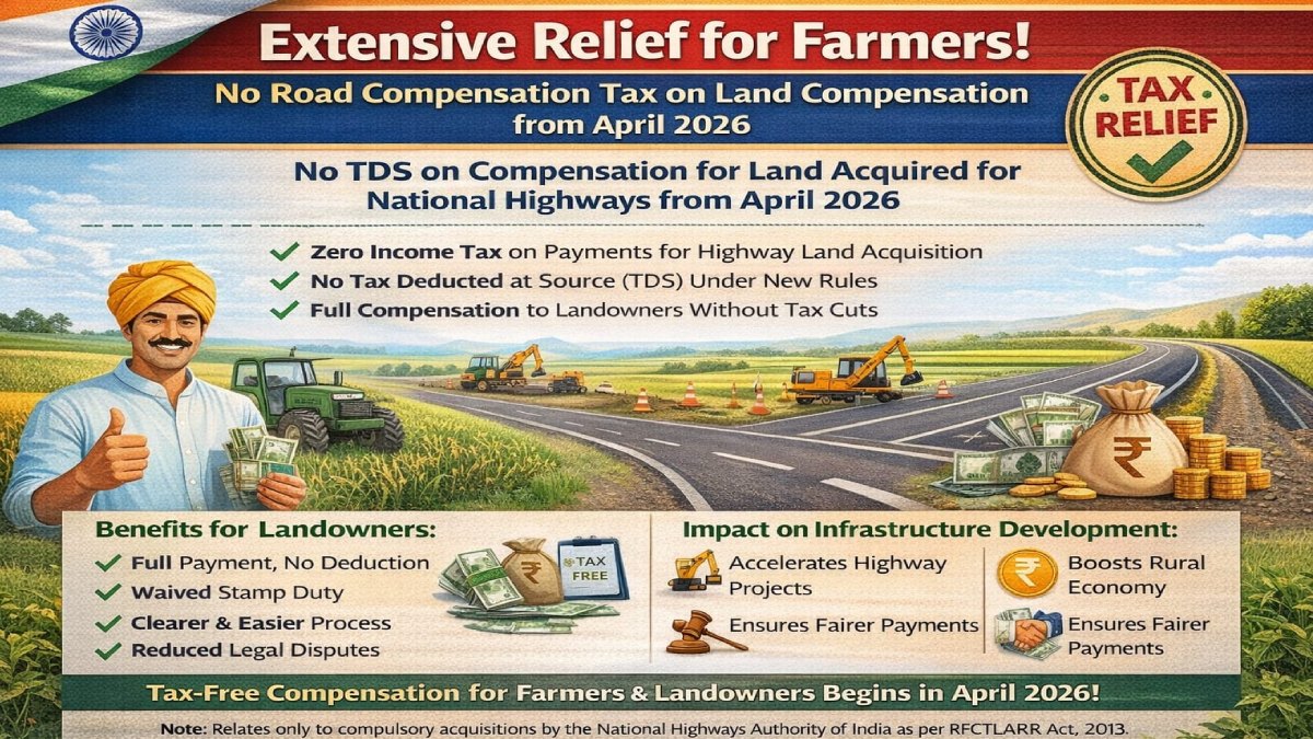 No TDS on Land Acquisition Compensation from April 2026: Major Relief for Farmers in India