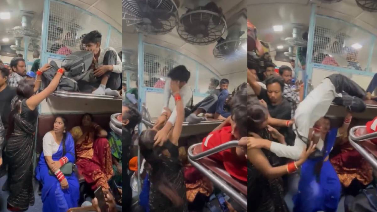 ಸೀಟಿಗಾಗಿ ಯುವತಿ-ಯುವಕನ ಜಿದ್ದಾಜಿದ್ದಿ - ಟ್ರೈನ್ ಜರ್ನಿ ಈಗ WWE ಕುಸ್ತಿ ಅಖಾಡ; ಈ ವಿಡಿಯೋ ನೋಡಿ ಬೆರಗಾಗ್ತೀರಾ!!