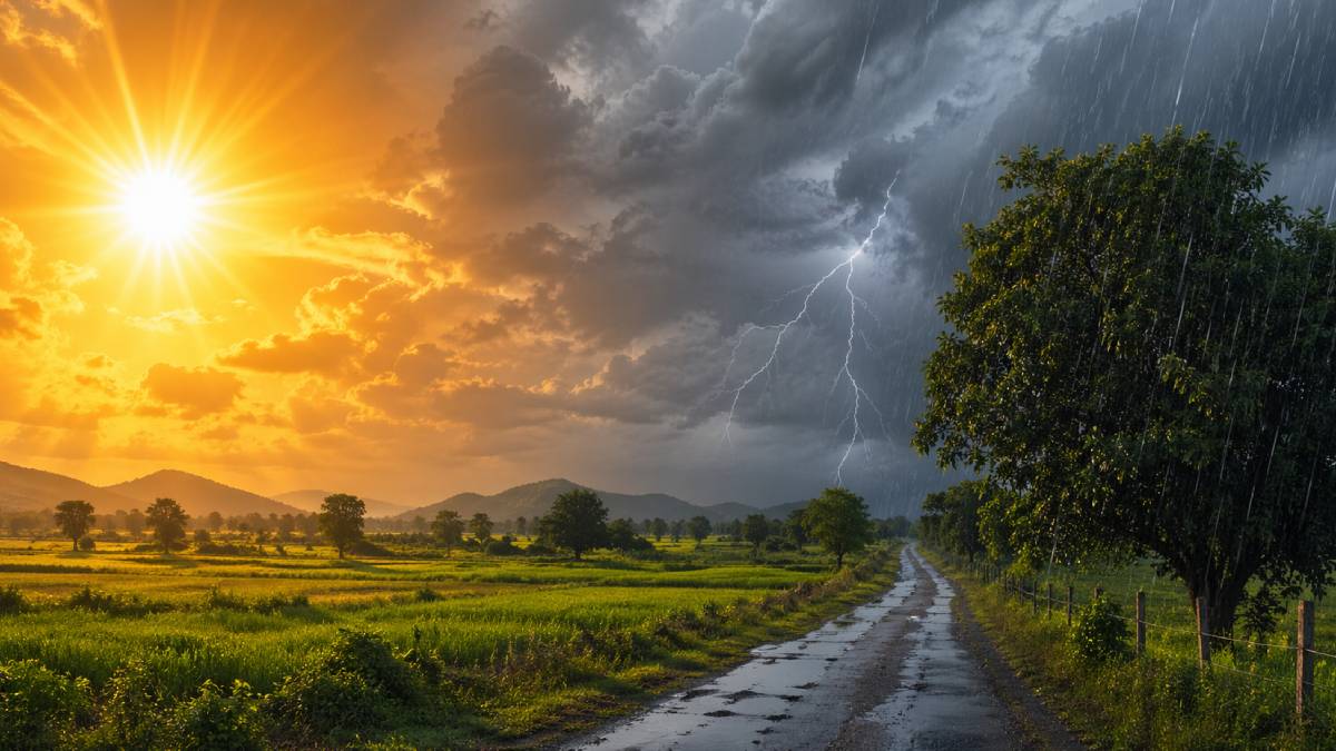 42°C ಸೆಖೆಯ ನಡುವೆ ಗುಡುಗು-ಸಿಡಿಲು ಮಳೆ;