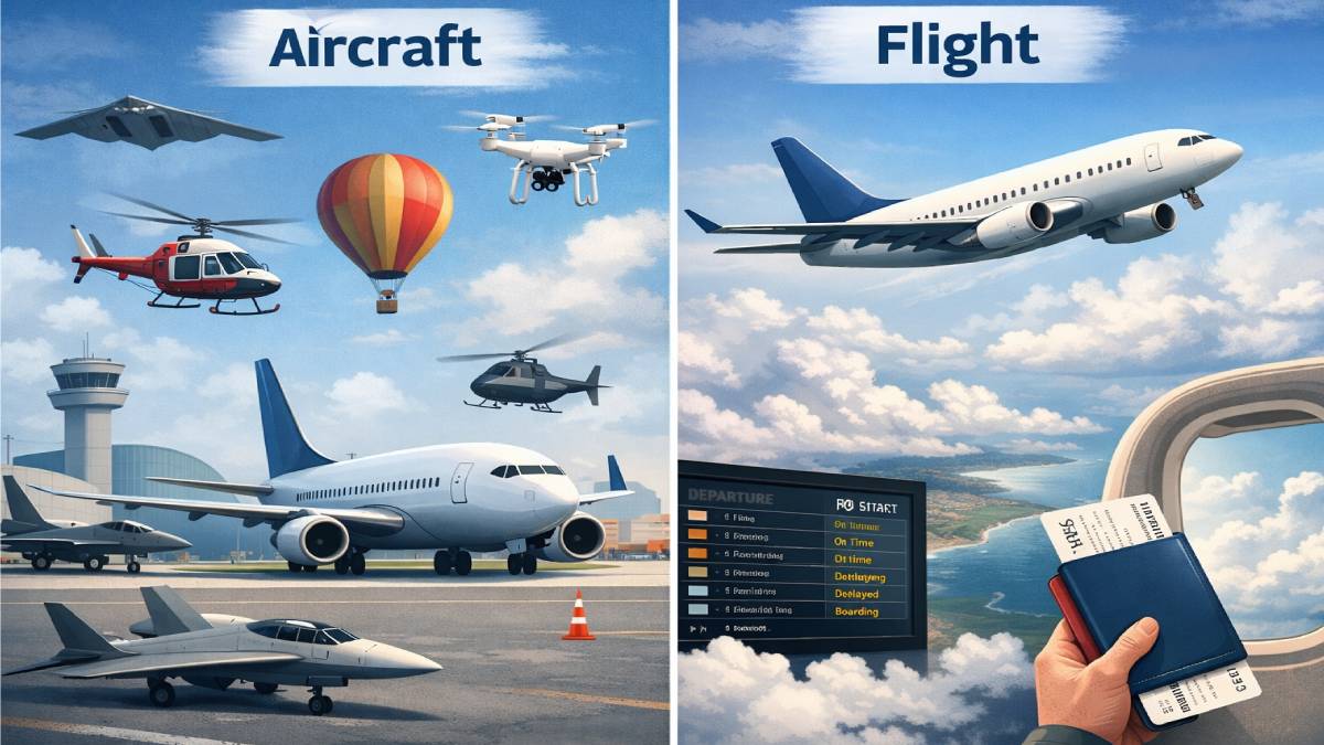 Aeroplane, Airplane, Aircraft ಮತ್ತು Flight… ಇವುಗಳ ನಡುವೆ ಇರೋ ಅಸಲಿ ವ್ಯತ್ಯಾಸವೇನು ಗೊತ್ತಾ? ಇಂದೇ ತಿಳಿದುಕೊಳ್ಳಿ;