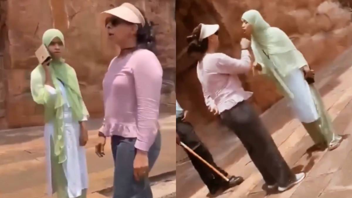 ಬಾದಾಮಿ ಗುಹಾಂತರ ದೇವಾಲಯದ ಚಪ್ಪಲಿ ವಿವಾದದ ಅಸಲಿ ಸತ್ಯ; | Photo Credit: https://x.com/MeghUpdates