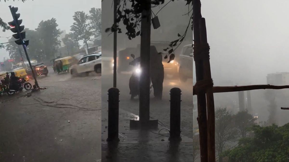 Heavy Rain in Bengaluru Brings Relief From Heat, Causes Waterlogging and Traffic Chaos