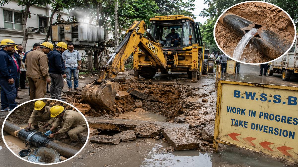 ಬೆಸ್ಕಾಂ ಎಡವಟ್ಟು: ಕರೆಂಟ್ ಸರಿಪಡಿಸಲು ಹೋಗಿ ಕಾವೇರಿ ಪೈಪ್‌ಲೈನ್‌ ಕಟ್ - ಅಕ್ಷಯನಗರದಲ್ಲಿ ನೀರಿನ ಹಾಹಾಕಾರ!!