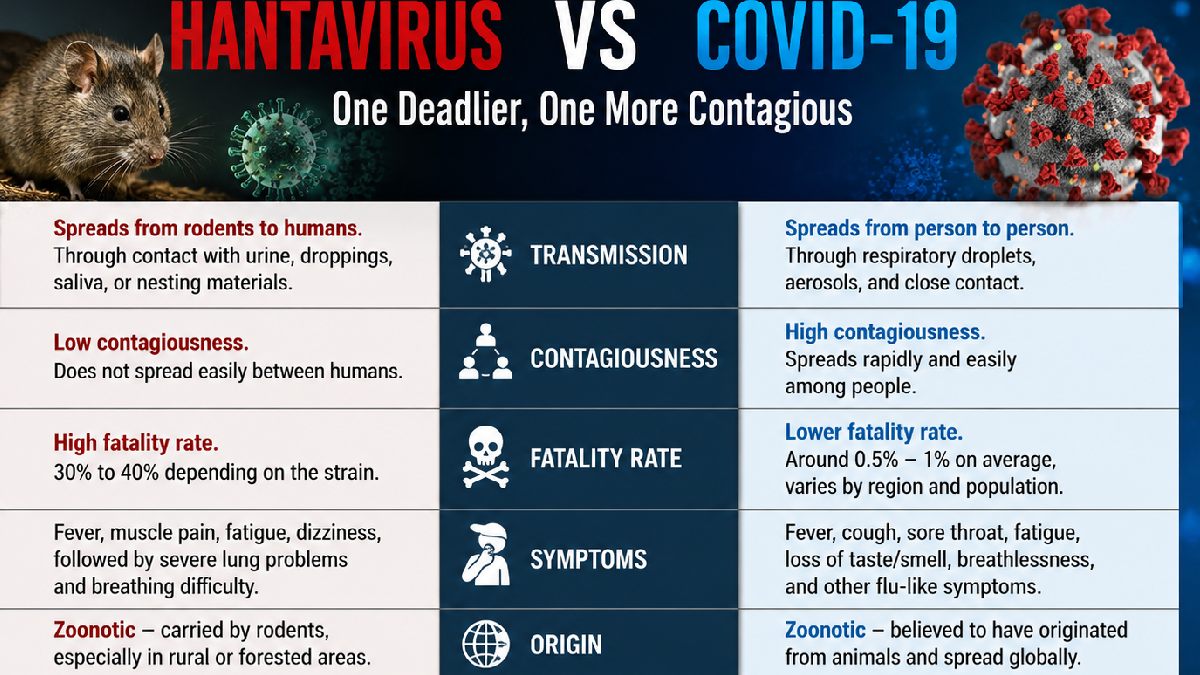 Hantavirus vs COVID-19: Key Differences in Spread, Symptoms, and Fatality
