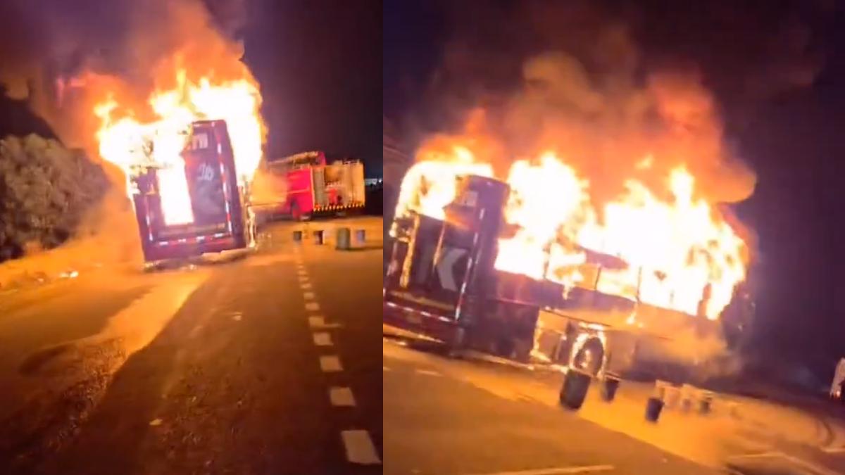 36 Passengers Escape as Mangaluru-Bengaluru Bus Catches Fire Near Hassan