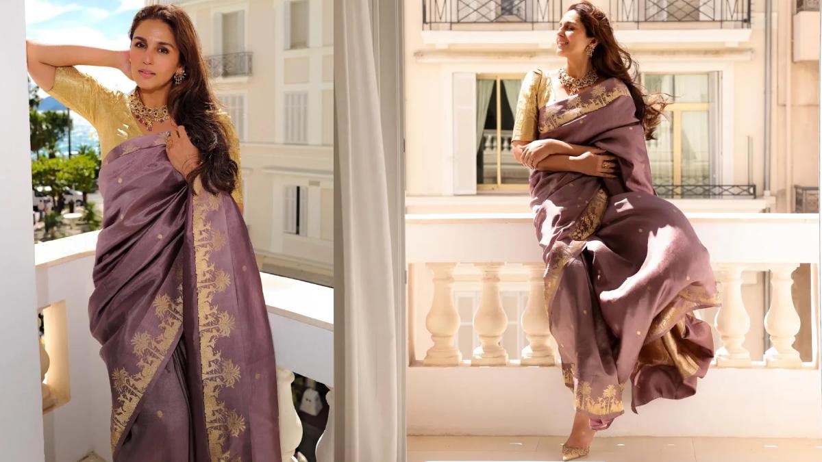Cannes 2026: Huma Qureshi Dazzles in Gold Banarasi Saree