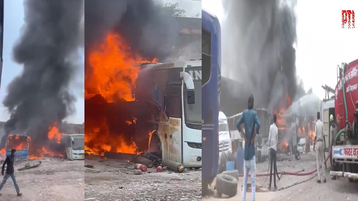Indore Bus Fire: Several Intercity Buses Gutted After Massive Blaze
