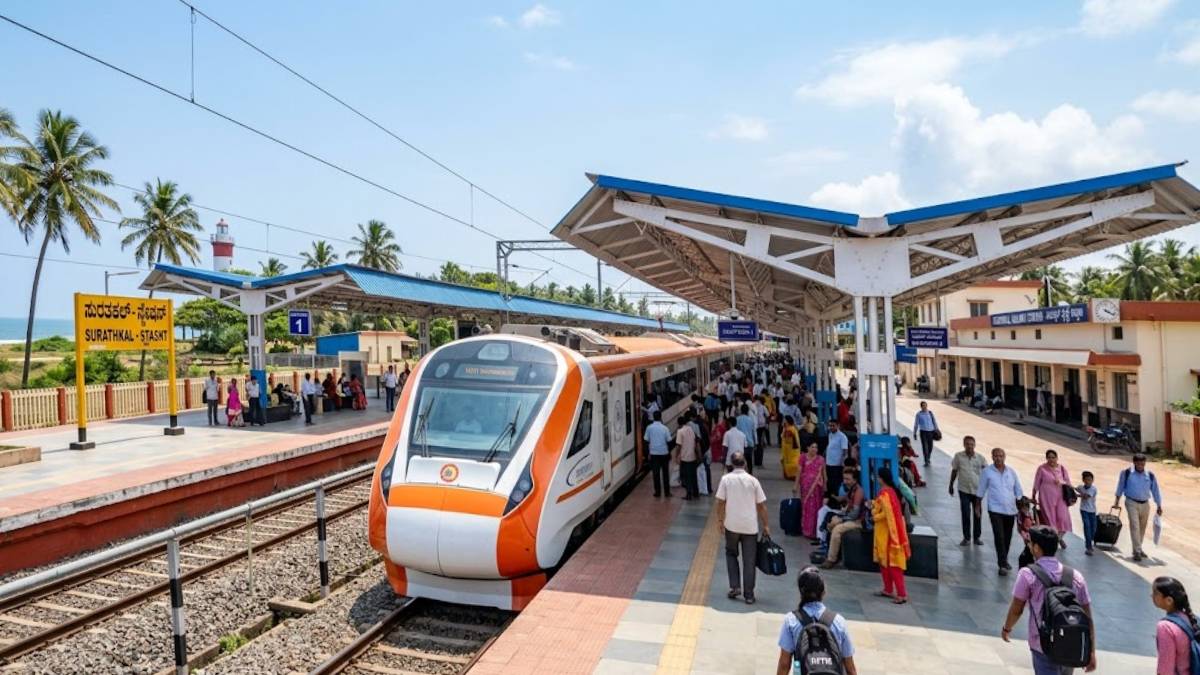 ಸುರತ್ಕಲ್ ರೈಲ್ವೆ ಸ್ಟೇಷನ್‌ಗೆ ಬಂತು ಹೊಸ ಕಳೆ | Photo Credit: AI