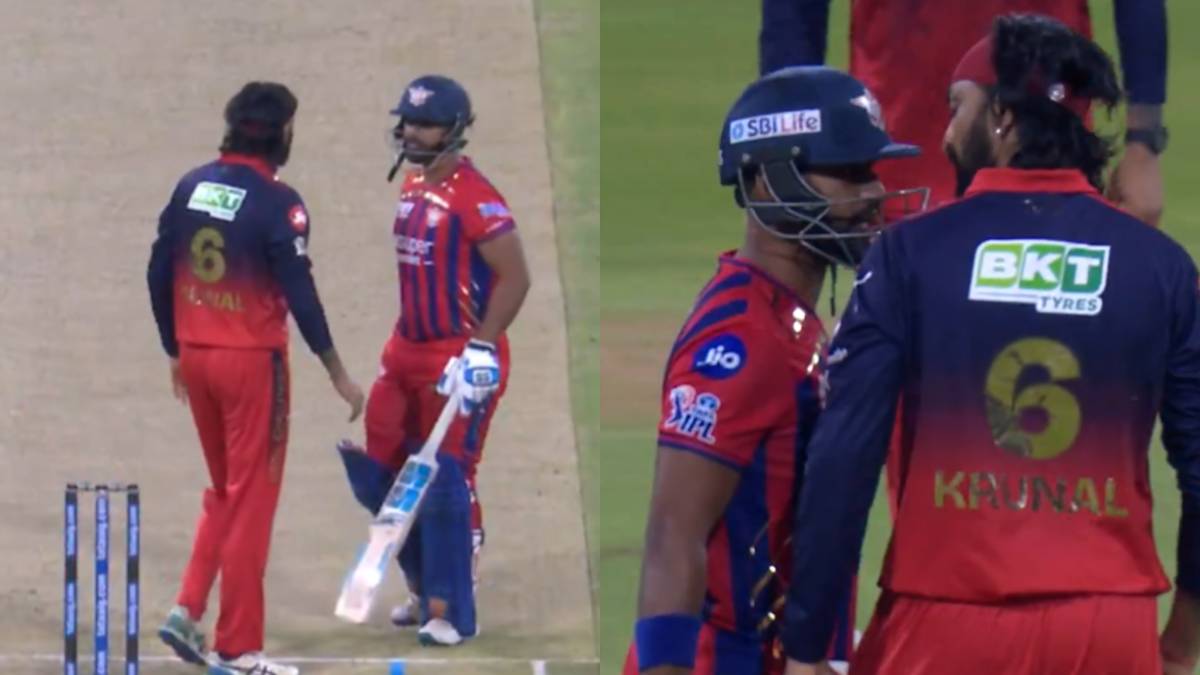 ಐಪಿಎಲ್ ಮೈದಾನದಲ್ಲಿ ಕೃನಾಲ್ vs ಪೂರನ್; | Photo Credit: https://x.com/StarSportsIndia