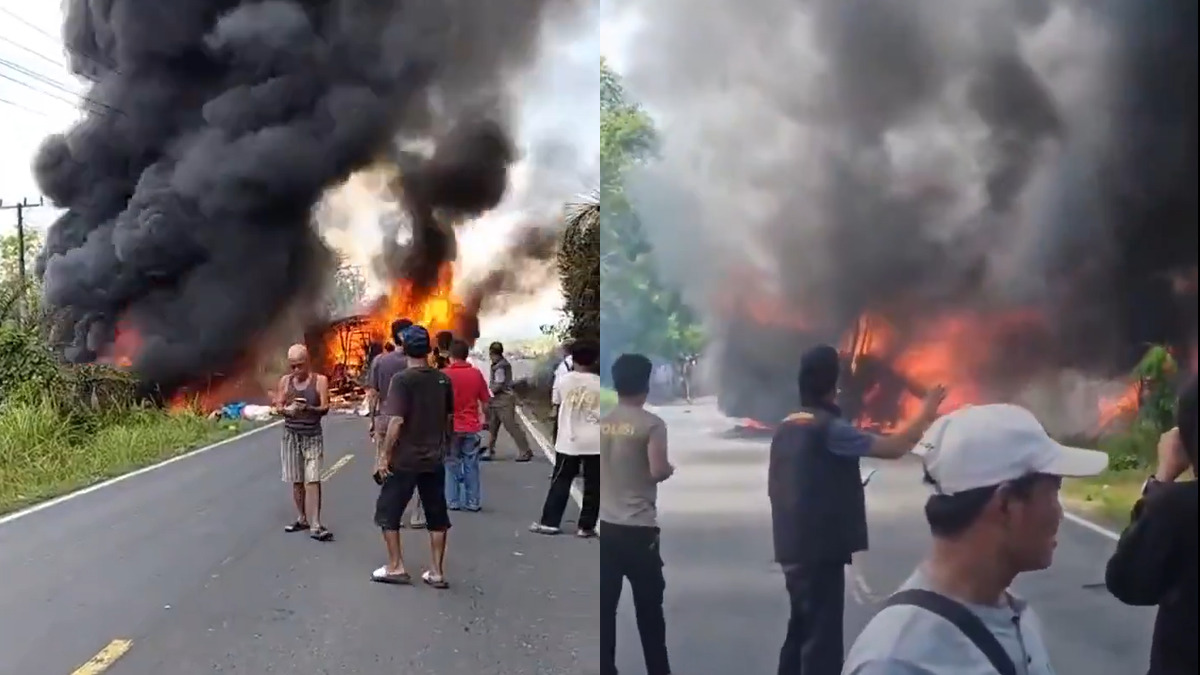 16 Killed, Several Injured as Bus Collides With Fuel Tanker in Indonesia’s Sumatra