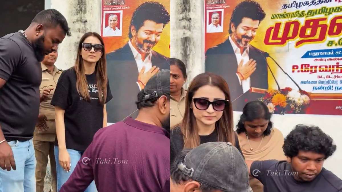 Trisha Krishnan’s Viral Video With Thalapathy Vijay Poster During Karuppu Promotions