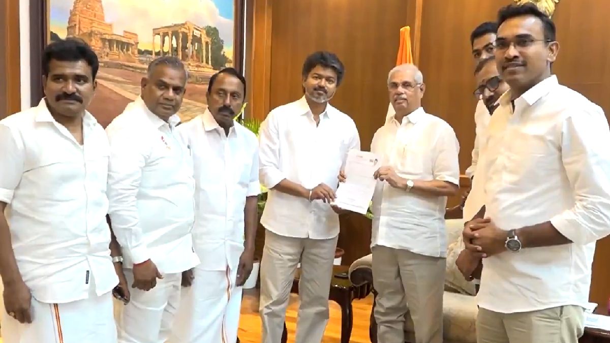 TVK Chief Vijay Meets Governor, Stakes Claim to Form Government