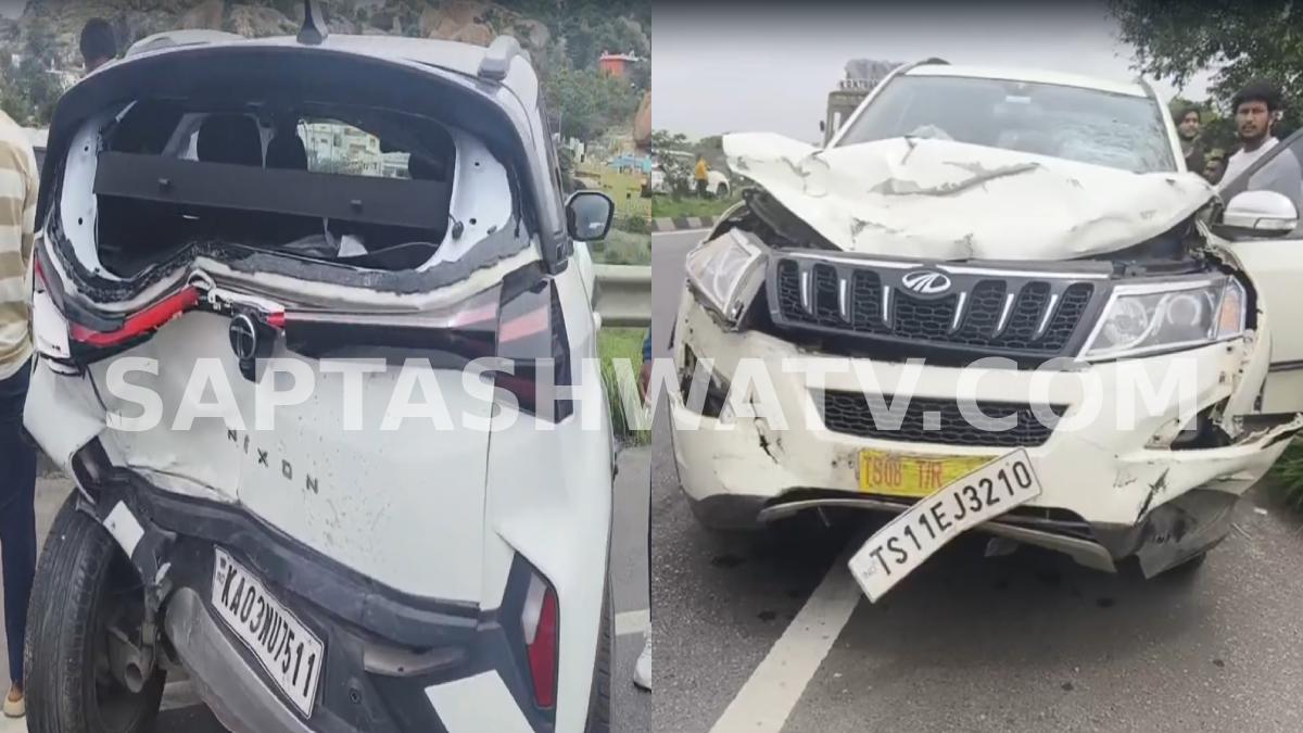 Avathi Flyover Accident: Four Seriously Injured After Two Cars Collide on NH-44