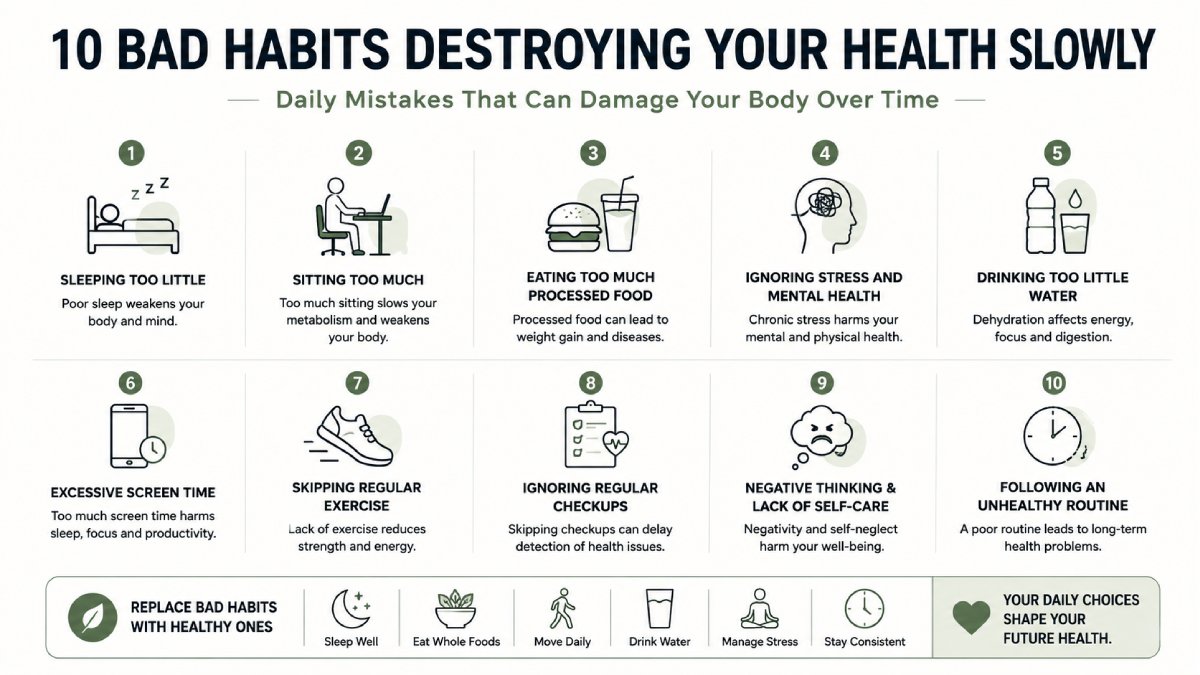 Bad Habits Destroying Your Health Slowly: 10 Daily Mistakes That Can Damage Your Body Over Time