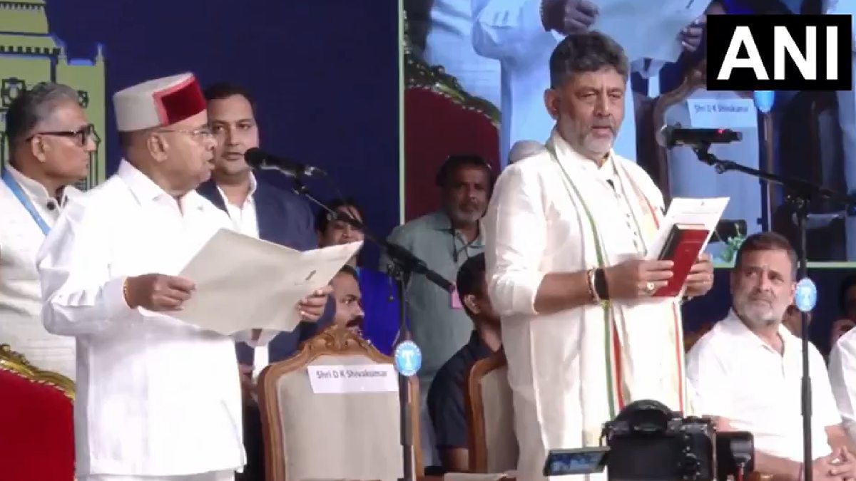 D.K. Shivakumar Sworn In as Karnataka’s 25th Chief Minister; Top Congress Leaders Attend Grand Ceremony