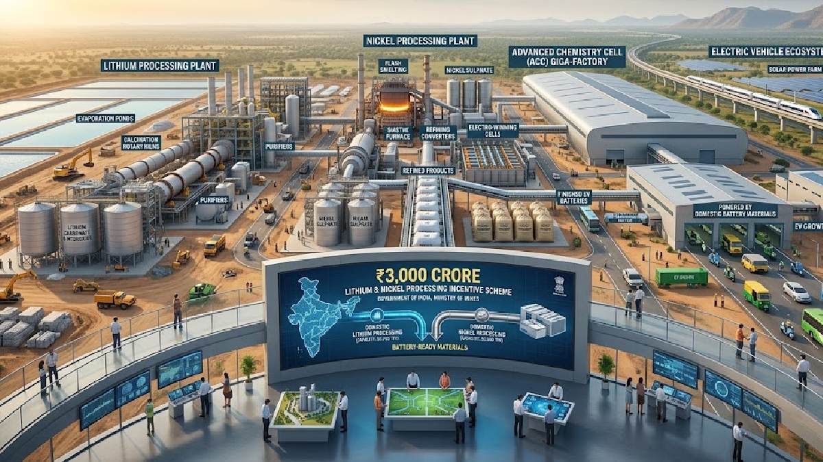 Centre Plans ₹3,000 Crore Incentive Scheme for Lithium and Nickel Processing to Boost India’s EV Ecosystem