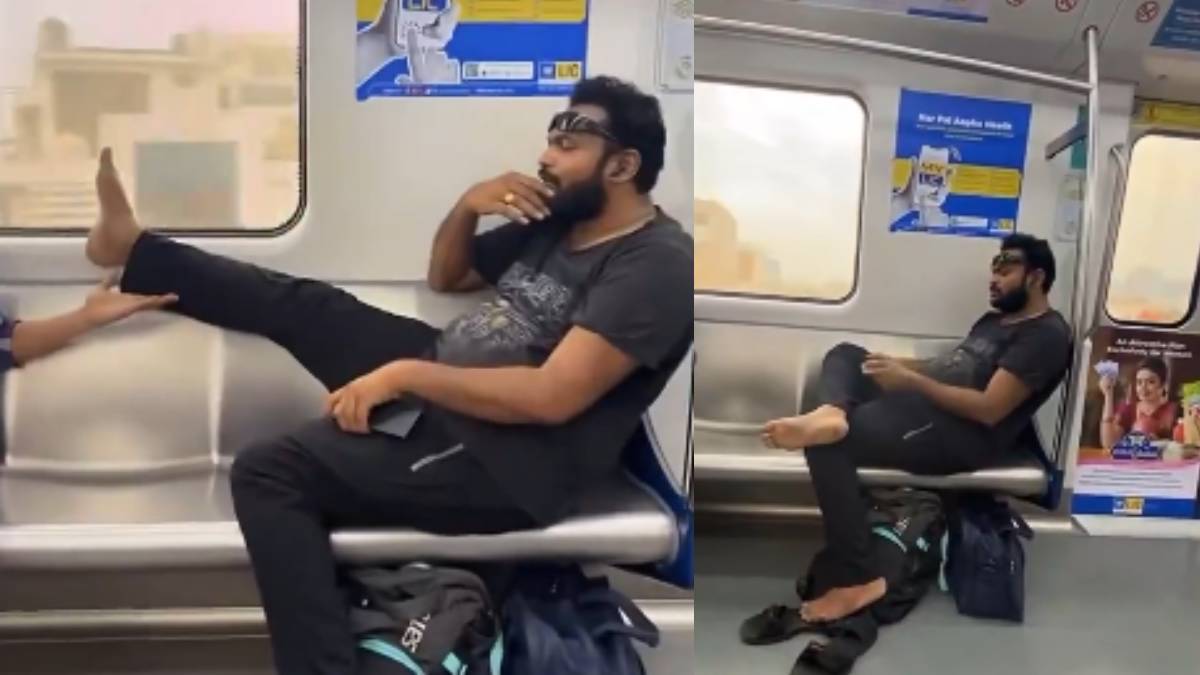 ಹೈದರಾಬಾದ್ ಮೆಟ್ರೋದಲ್ಲಿ ಹೈಡ್ರಾಮಾ - ಸೀಟಿನ ಮೇಲೆ ಕಾಲಿಟ್ಟು ಆಟಿಟ್ಯೂಡ್ ತೋರಿಸಿದ ಯುವಕ!!