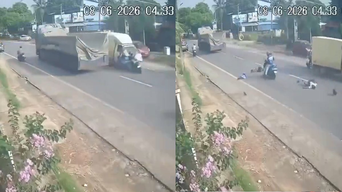 Kerala Road Accident: CCTV Captures Fatal Tanur Motorcycle Crash, One Dead and Three Injured
