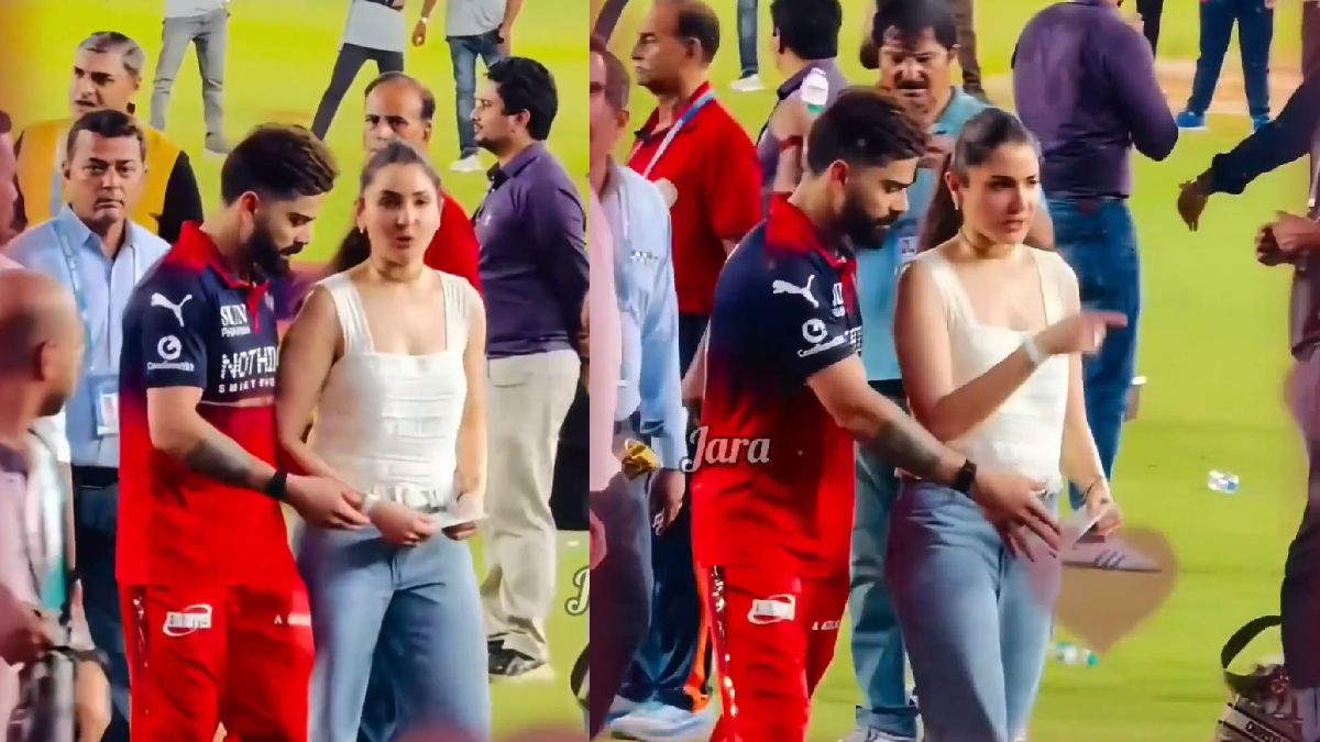 Virat Kohli Tries to Peek Into Anushka Sharma’s Secret Envelope | Photo Credit: https://x.com/JARA_Memer