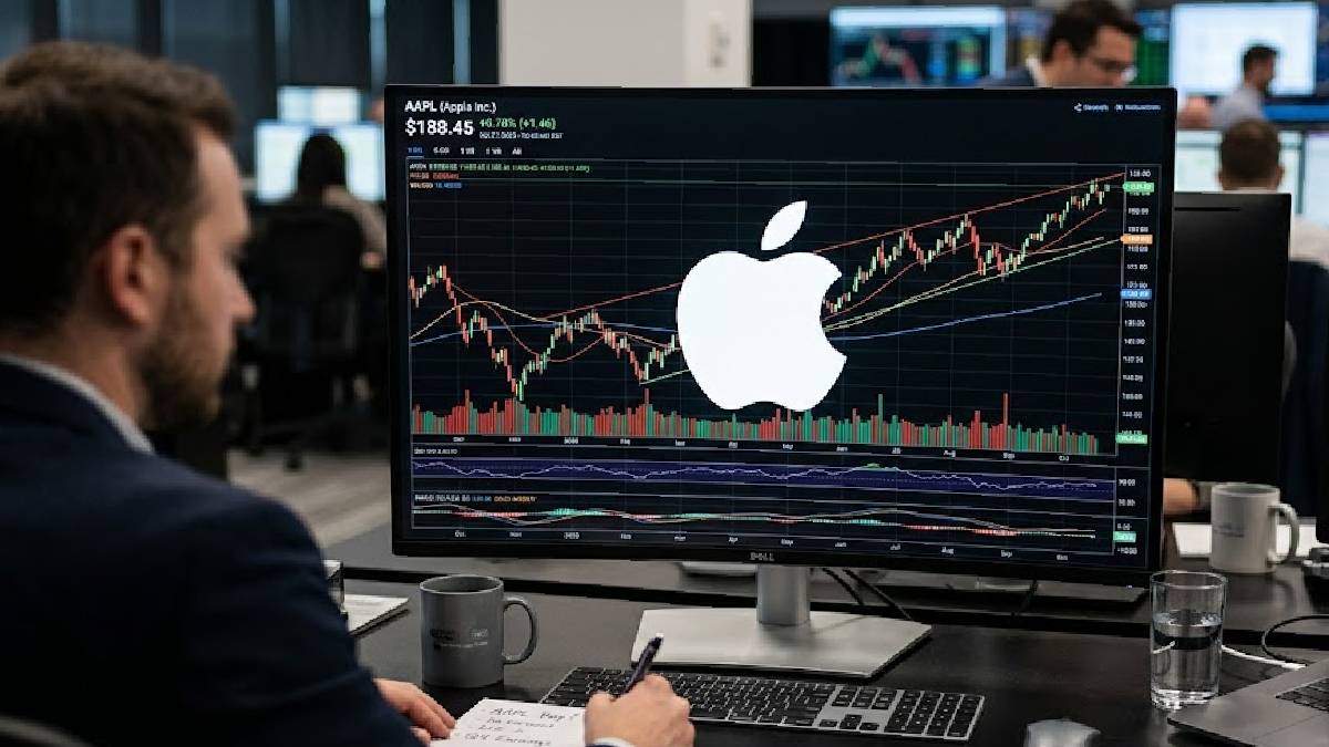 AI-generated illustration of Apple stock market growth | Photo Credit: Ai generated