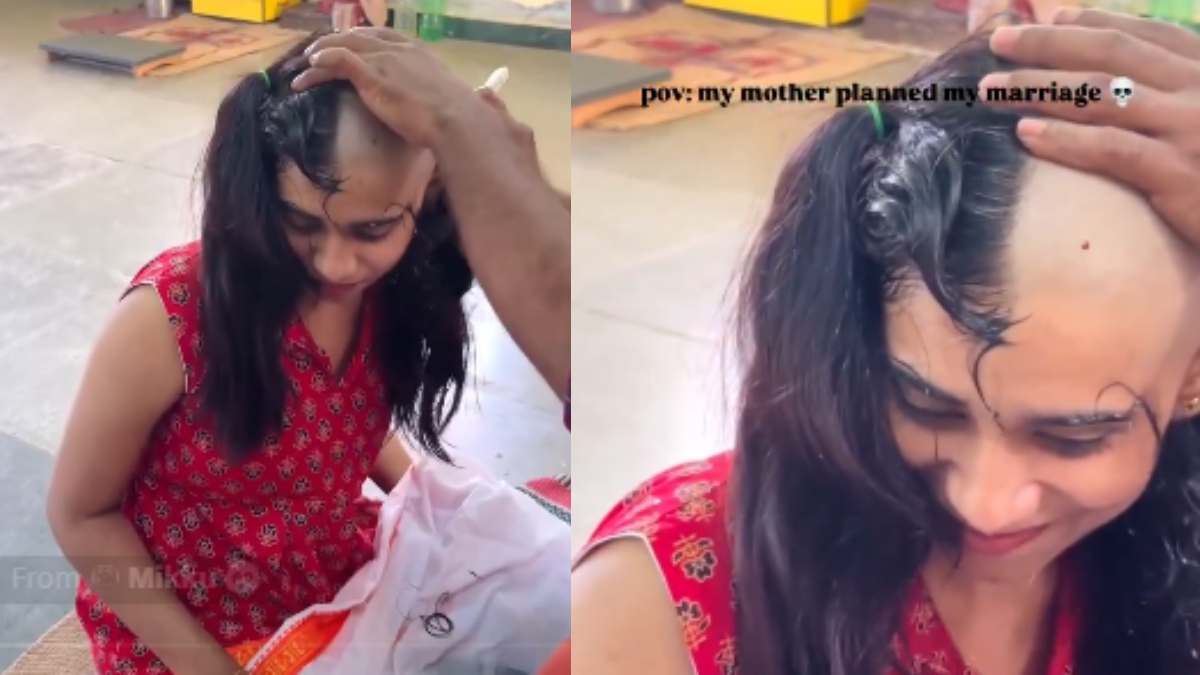 ಮದುವೆ ಬೇಡವೆಂದು ತಲೆ ಬೋಳಿಸಿಕೊಂಡ ಯುವತಿ | Photo Credit: https://x.com/gharkekalesh