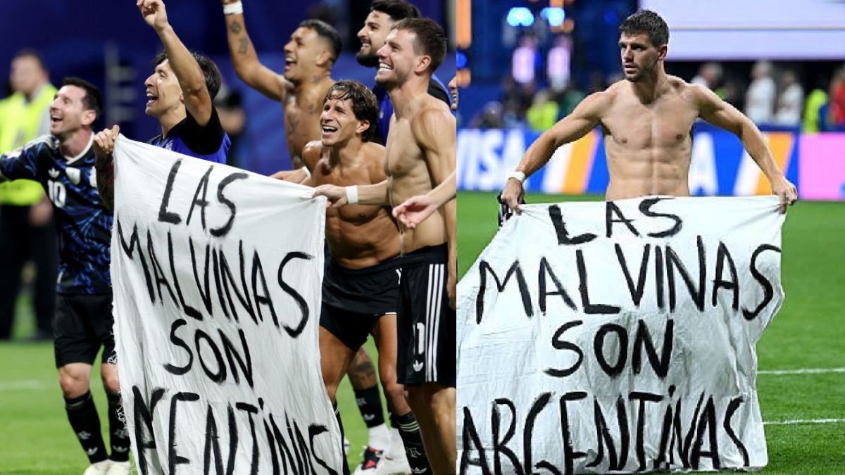 Argentina Players' Falklands Banner Sparks FIFA Controversy | Photo Credit: x.com/frascaroli