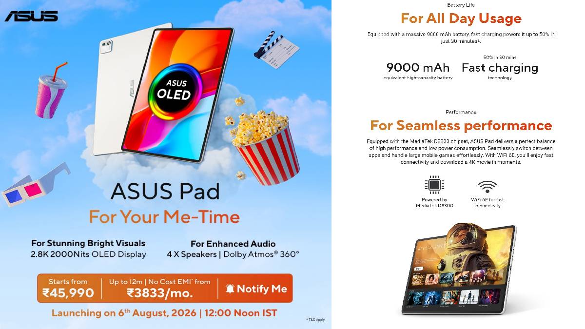 ASUS Pad Launches in India With 2.8K Tandem OLED Display, Dimensity 8300 and 9,000mAh Battery