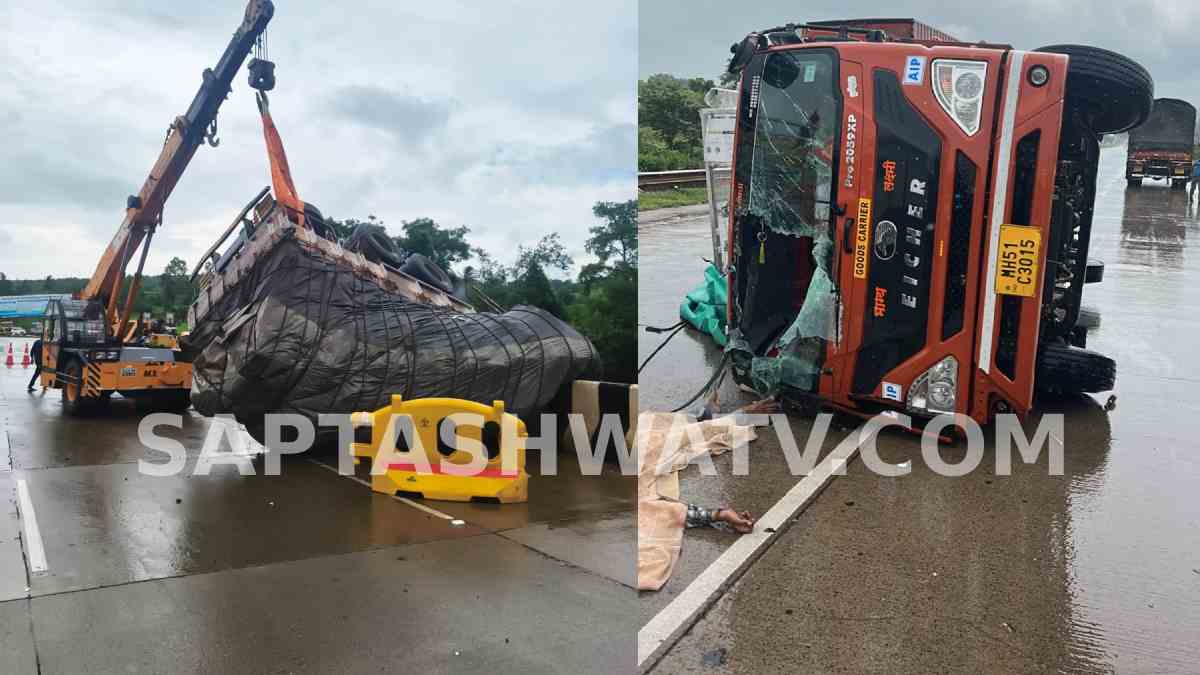 Major Truck Crashes Into Divider on Pune–Bengaluru National Highway