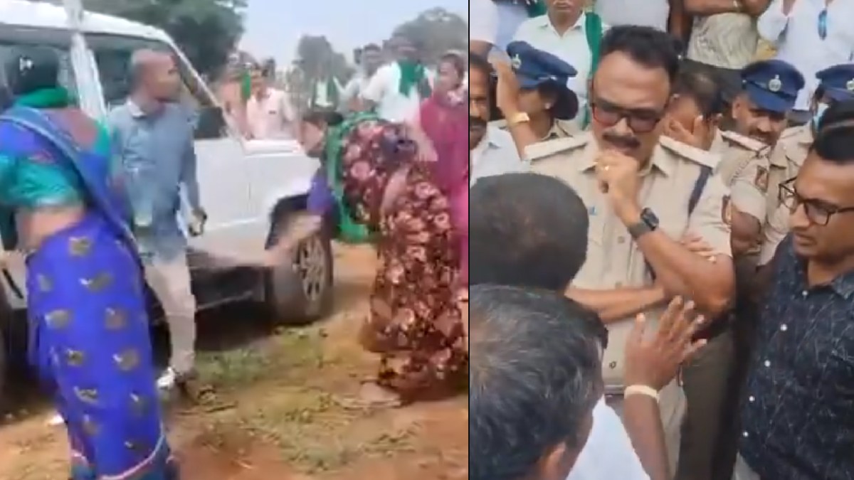Karnataka AI Township Row: Women Chase Officials with Brooms During Land Survey, FIR Filed Against 11 Farmers