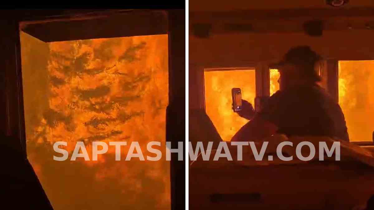 Train Surrounded by Massive Wildfire in Canada's Ontario