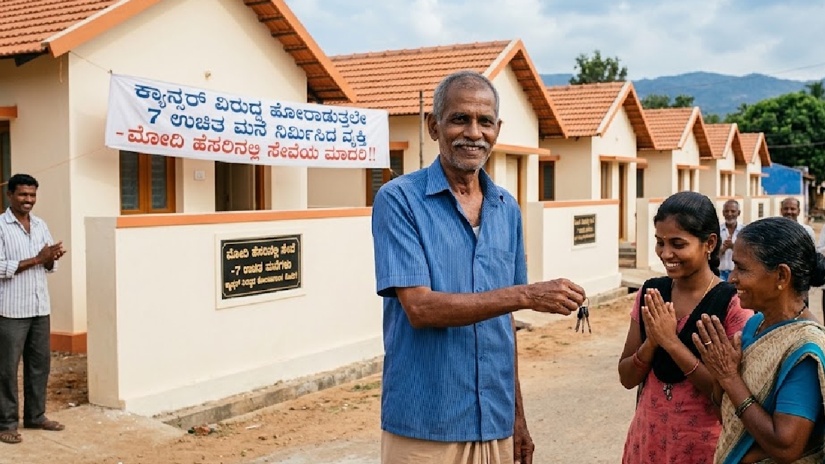 ಕ್ಯಾನ್ಸರ್‌ ಬಾಧಿತ ವ್ಯಕ್ತಿಯೊಬ್ಬರು ಪ್ರಧಾನಿ ಮೋದಿ ಹೆಸರಿನಲ್ಲಿ 7 ಉಚಿತ ಮನೆ | Photo Credit: AI