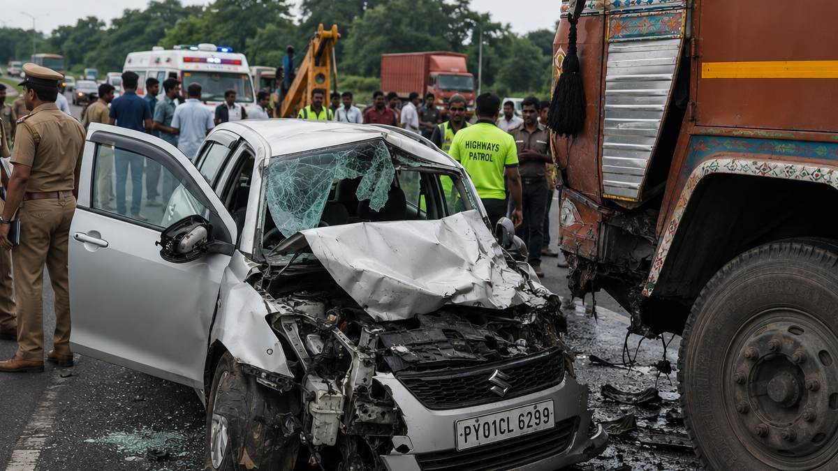 Three Killed After Lorry Crashes Into Car Near Chennai on Tiruchi Highway