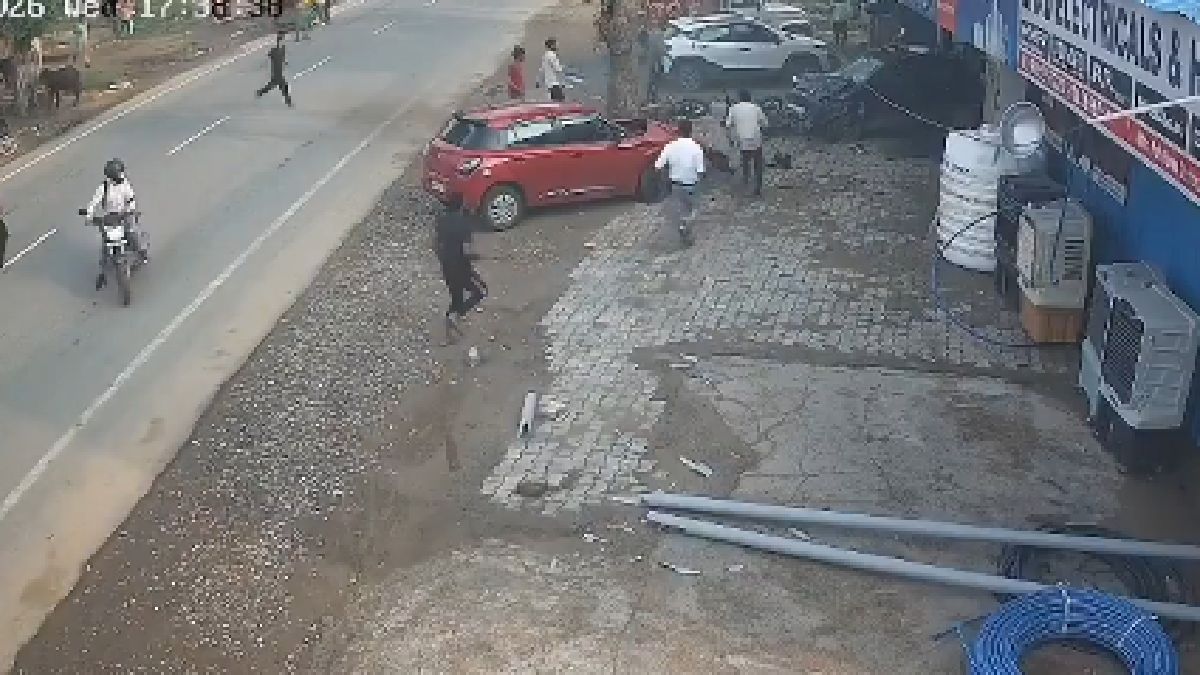 CCTV footage showing Nuh road car accident | Photo Credit: https://x.com/HateDetectors