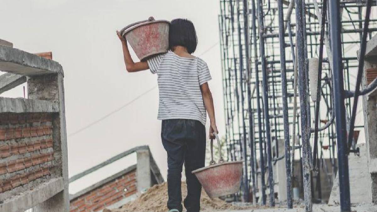 Symbolic representation of child labour at a worksite | Photo Credit: https://x.com