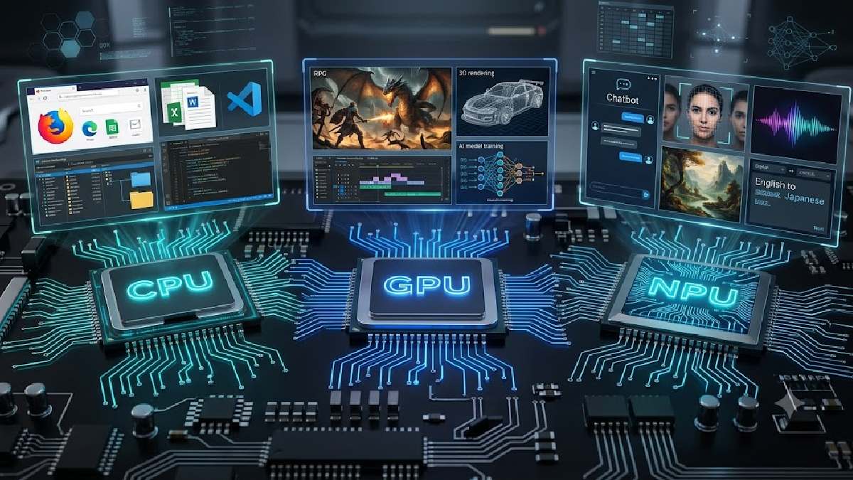 CPU, GPU and NPU processor comparison | Photo Credit: Ai generated