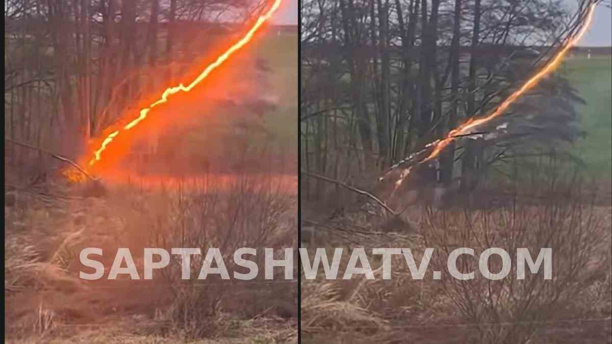 Tree Falls on Live Power Line During Germany Storm, Dramatic Fire
