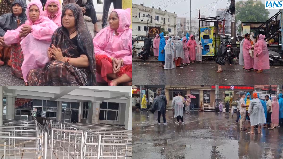 Heavy Rain Resumes in Srinagar; Mata Vaishno Devi Yatra Continues to Remain Suspended | Photo Credit: https://x.com/ians_india
