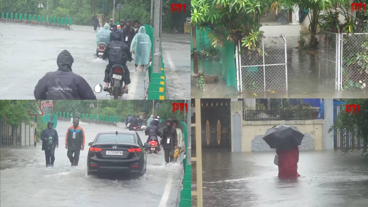 Heavy Rain Causes Waterlogging in Valsad as Residents Walk Through Knee-Deep Water